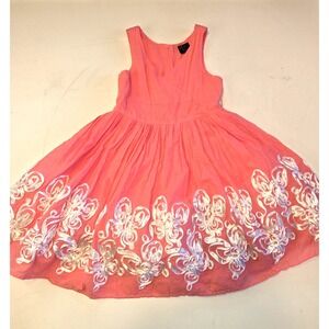 Pink & Violet Girls Pink‎ Tank Dress with Puffy Skirt and White Ribbon Design 6X